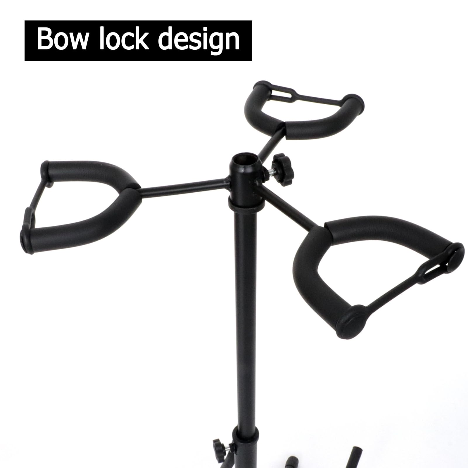 Buhelyc Soporte De Guitarra Plegable, Soporte Guitarra Suelo para El Soporte del Trípode, para Tres Guitarras, La Altura Es Ajustable, para Espectáculo Escénico, Fácil De Instalar, Negro