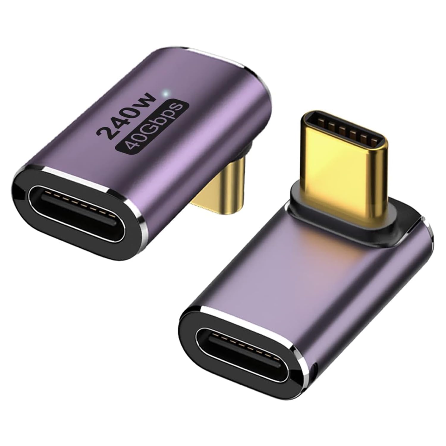Strhowill 2 Pack 90 Degree USB-C Male to Female Adapter,240W Power 40Gbps Data 8K Video Adapter UP Angled for Phone Laptop（Upward）