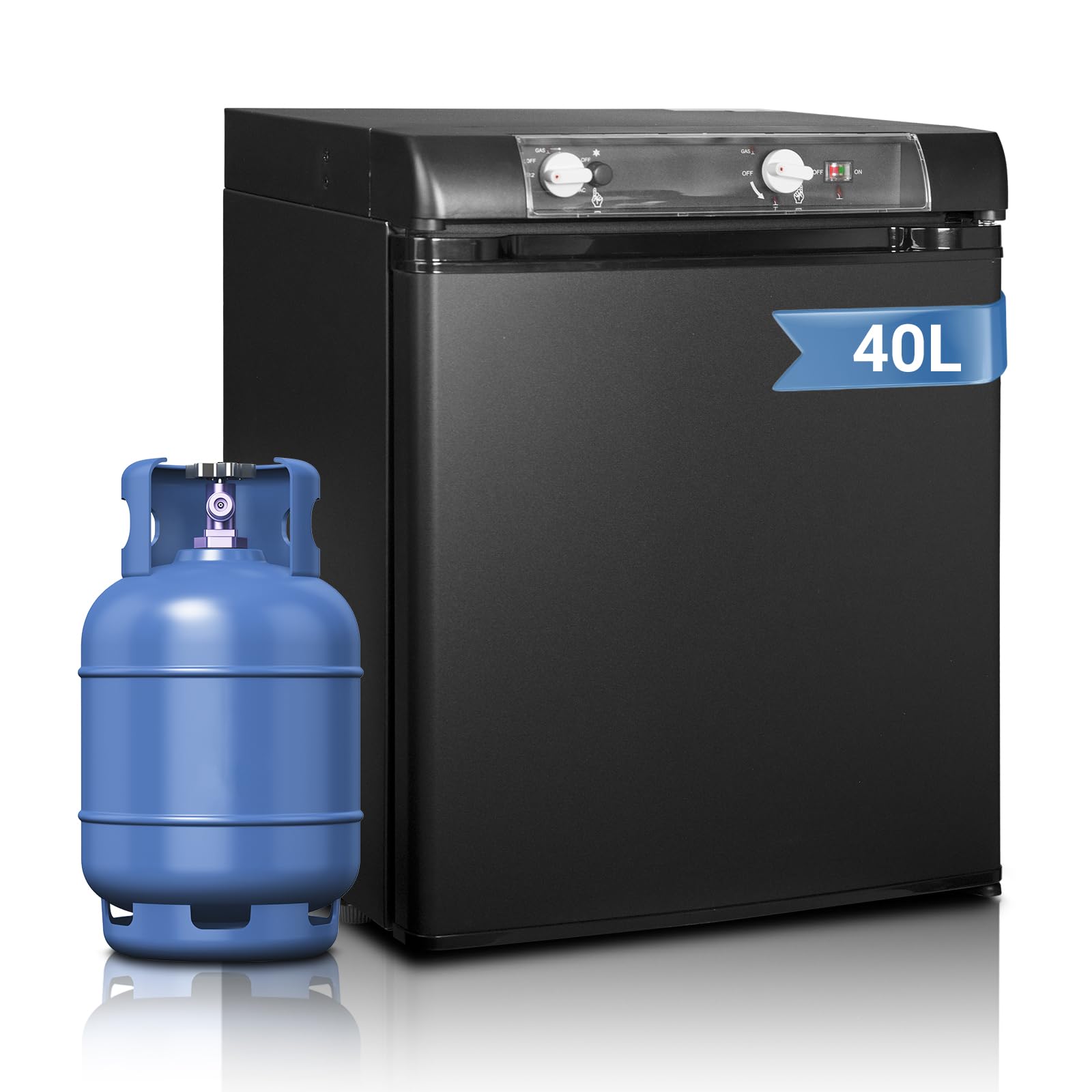 Camping Kühlschrank Gas 12V 230V, Gas Kühlschrank 40L, Kühlschrank 12V 230V Gas, für Camping, Wohnmobil, LKW, Auto, Schwarz