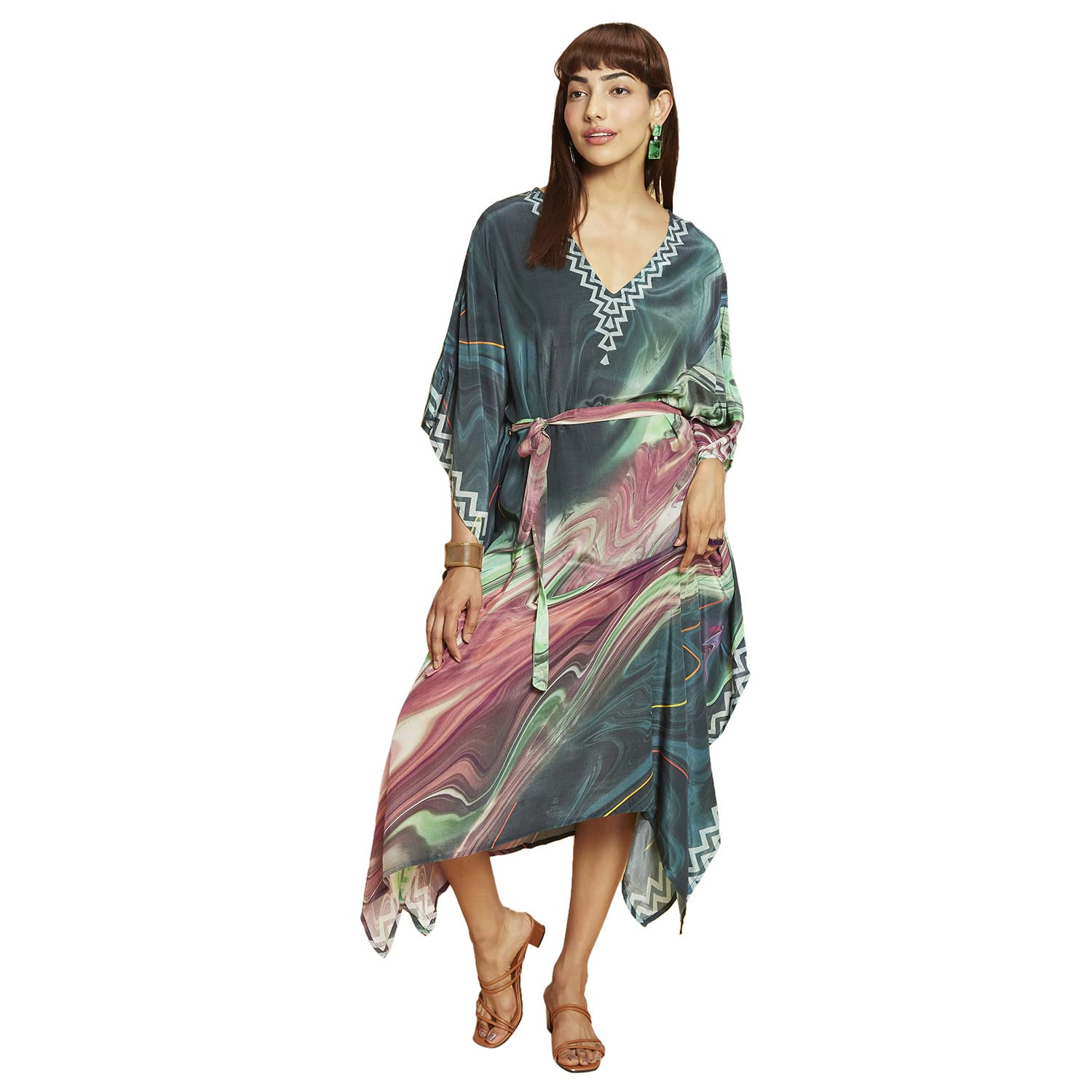 Navyasa Womens Liva Crepe Abstract Print Casual Regular Fit Kaftan Top-image-38