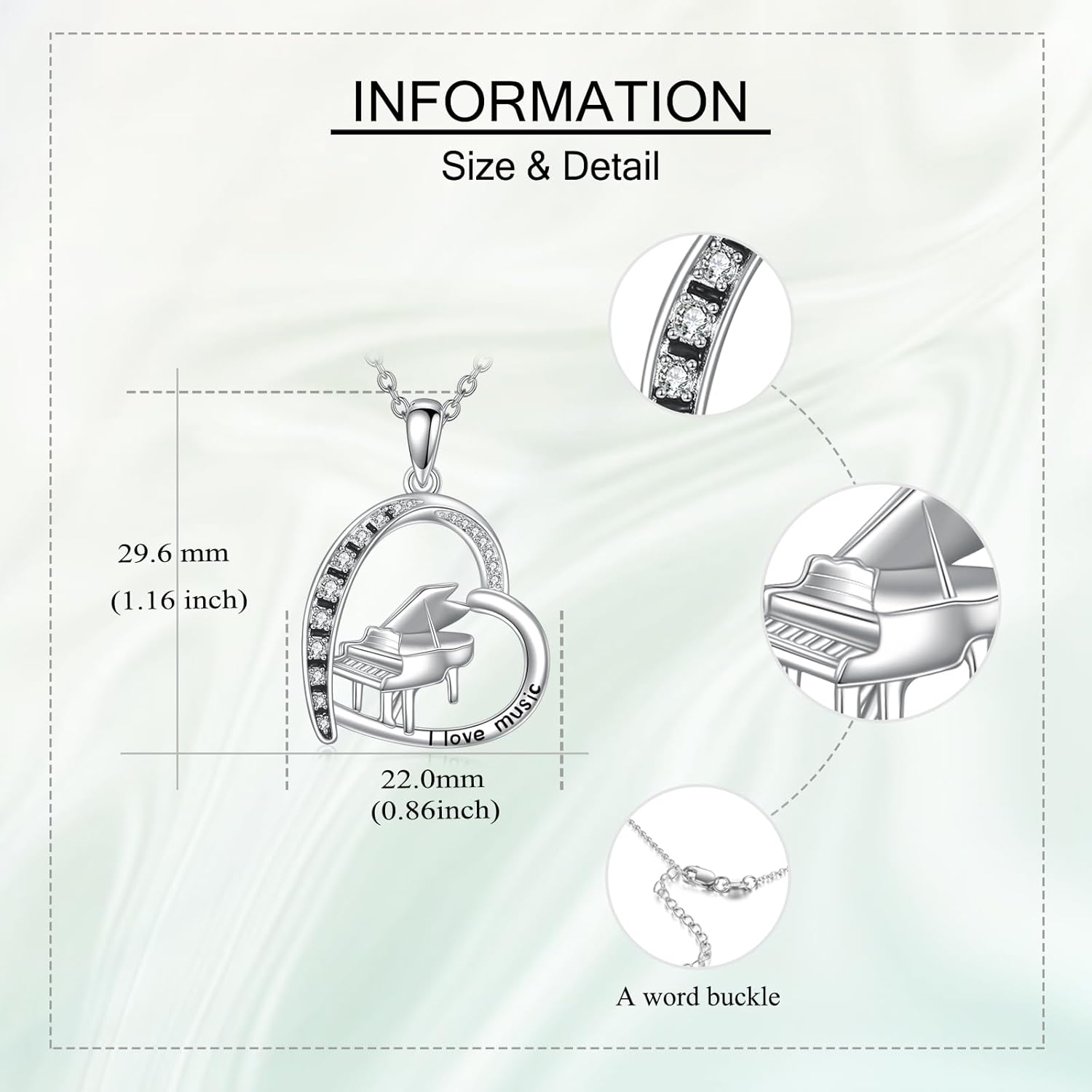 Piano Necklace 925 Sterling Sliver Music Lover Jewelry Musical Instrument Gifts for Women - Image 5