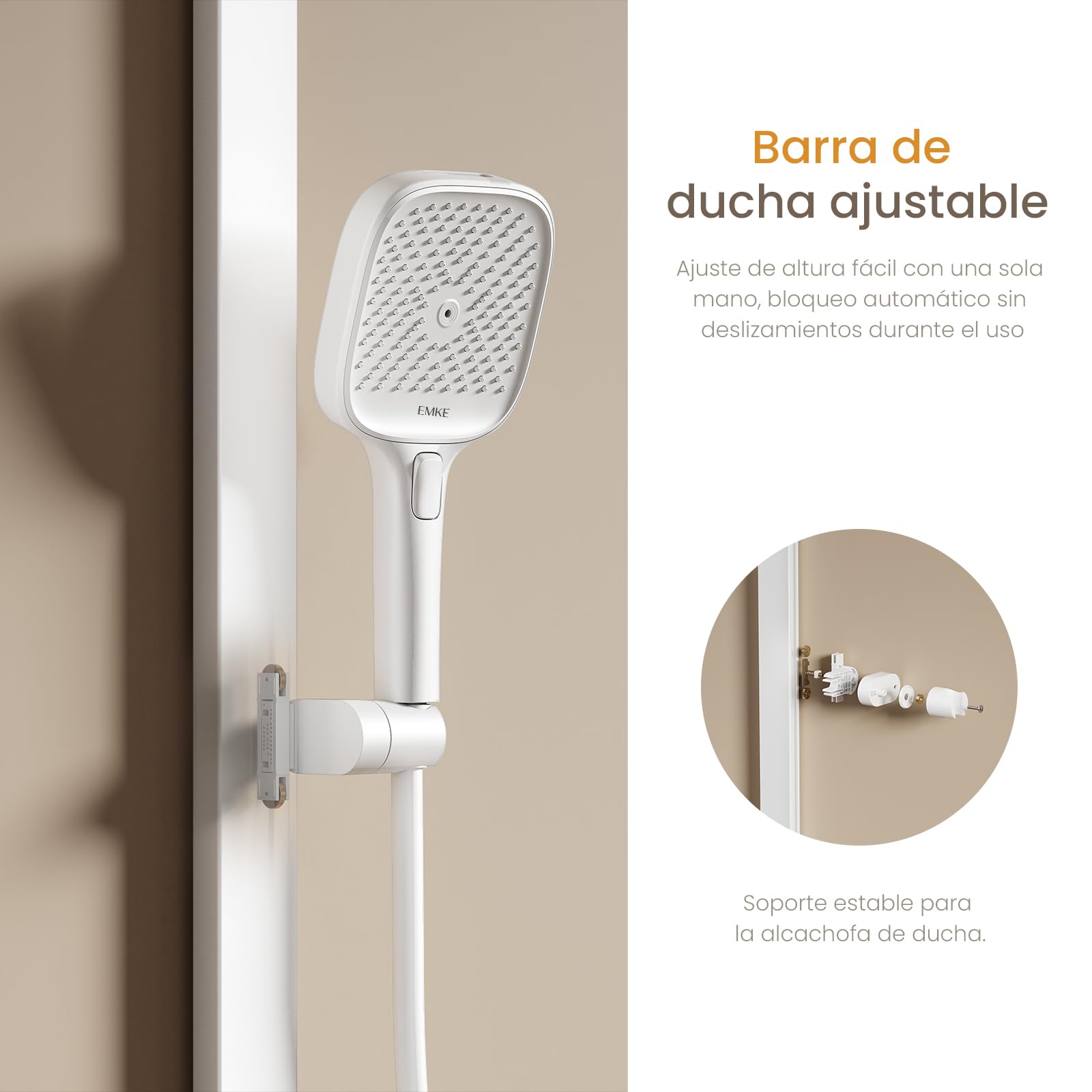 EMKE Columna de Ducha Termostática, Blanco Mate, Caudal Ajustable