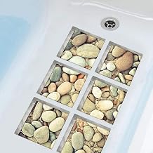 6 Pcs 3D Cobblestone Non Slip Bathtub Stickers, Adhesive Anti Slip Shower Stickers, Waterproof Pebble Bath Treads for Bathtub Bathroom Floor, Seniors Safety