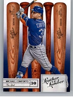 2019 Leather and Lumber Retail Baseball #96 Michael Conforto New York Mets Bat Official MLBPA Trading Card From Panini