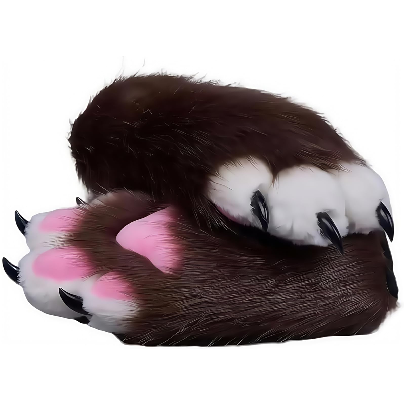 Fursuit paws gloves Multiple colors to choose from Furry claws Cosplay exhibition costumes Cat paw glove (coffee, One Size)