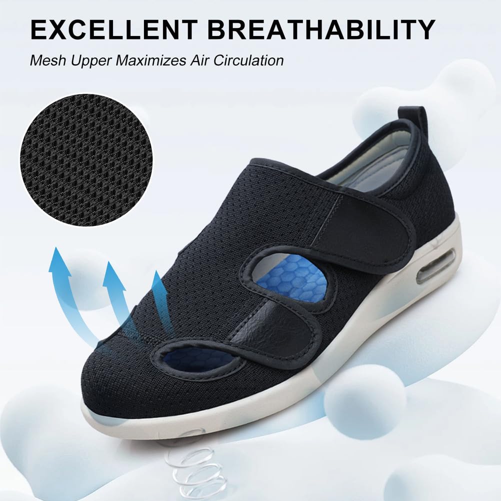 Zapatillas Ortopédicas Extra Anchas para Pies Hinchados Zapatillas para Caminar para Personas Mayores con Espuma Viscoelástica Ligeras Y Anchas con Espuma Viscoelástica (A13328)