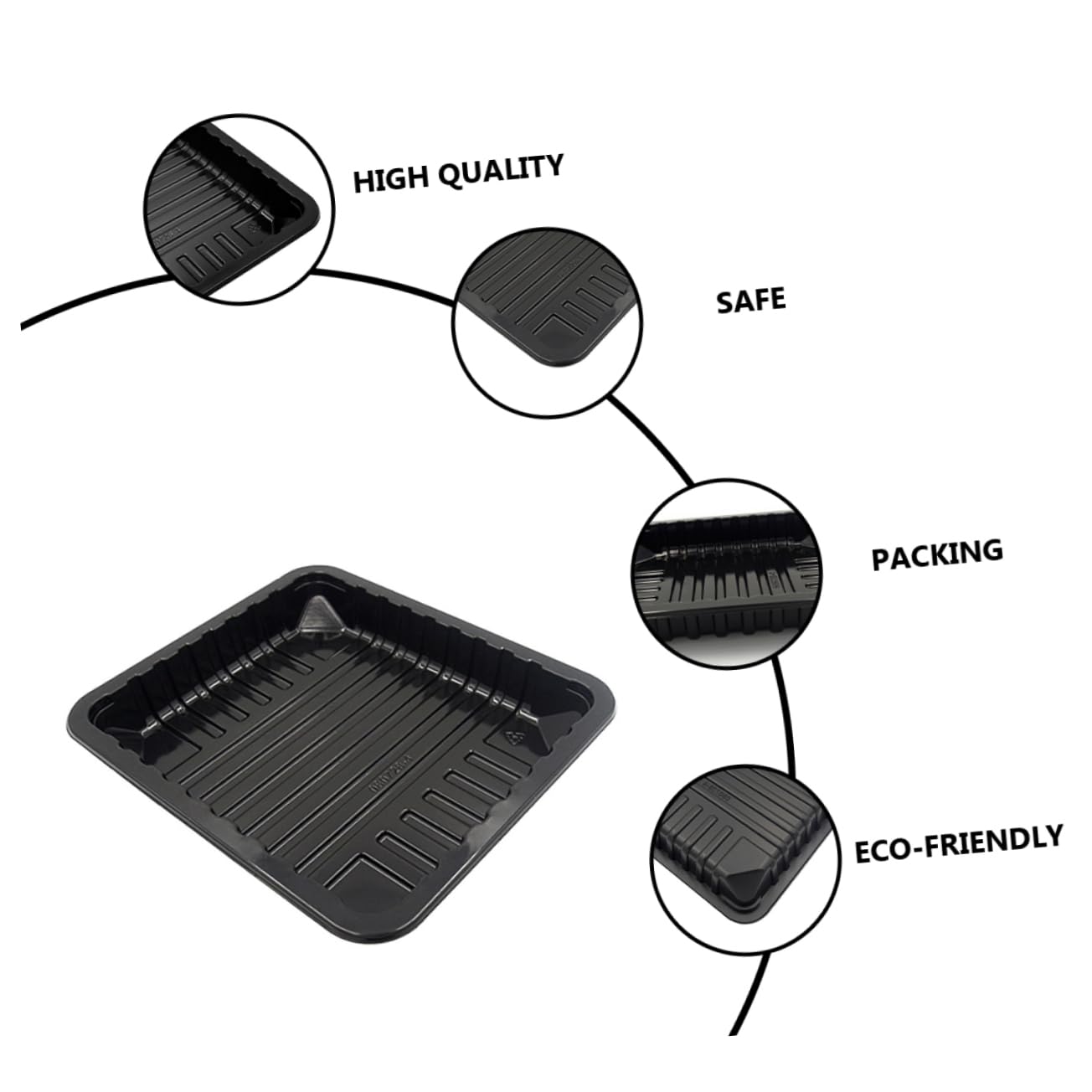 minkissy 12 Pcs Freshness Keeping Tray Plastic Storage Container for Seafood Lightweight and Portable Disposable Packing Box with Sealing Capability for Beef and Mutton Random Color