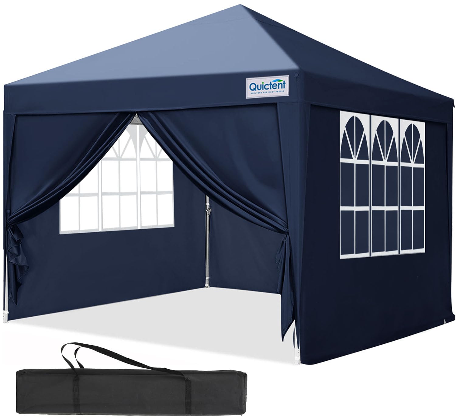 Quictent Pavillon 3x3m Faltpavillon mit 4 Seitenteilen, Wasserdicht Gartenpavillon mit 4 Sandsäcken & Rolltasche,Partyzelt Gartenzelt für Fest und Flohmarkt,Blau