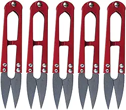 KIT 5 TESOURAS DE METAL COLORIDA PARA PODAR COSTURA LINHA ARREMATE (Vermelho)