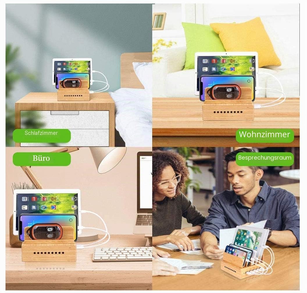 Yisen Handy Ladestation USB Ladegerät mehrfach Ladestation für mehrere Geräte Smartphone, Tablets (mit 5 USB Kabel)