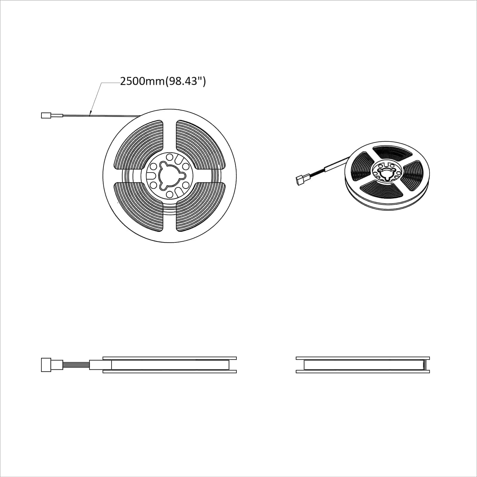 Juego de tiras LED 2 unidades negro transparente 2500 mm alimentación USB para interiores diseño moderno con función de cambio de color duradero y flexible iluminación para salón dormitorio