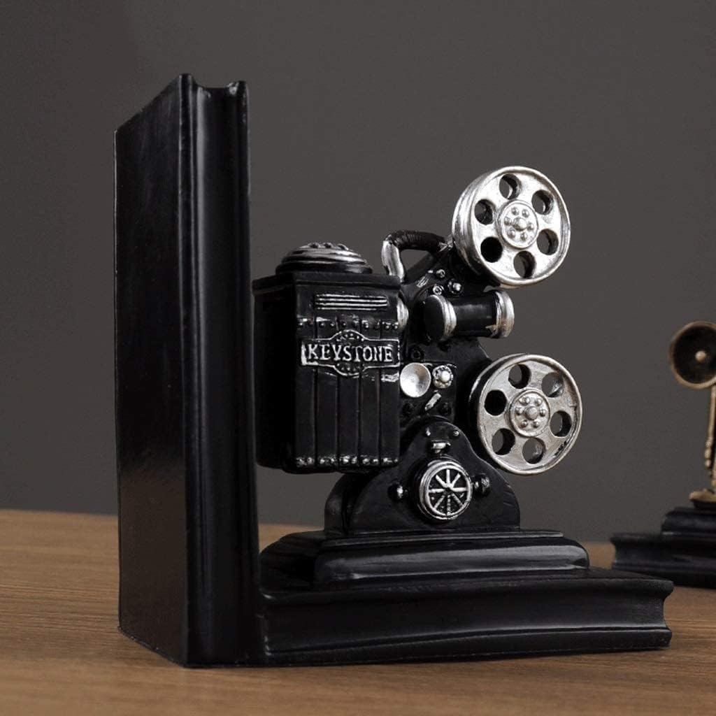 Buchstütze Buchstützen, Filmprojektor, dekorative Buchstütze aus Kunstharz, für Halten von Büchern, robuste Buchstopper Schreibtisch Dekorative