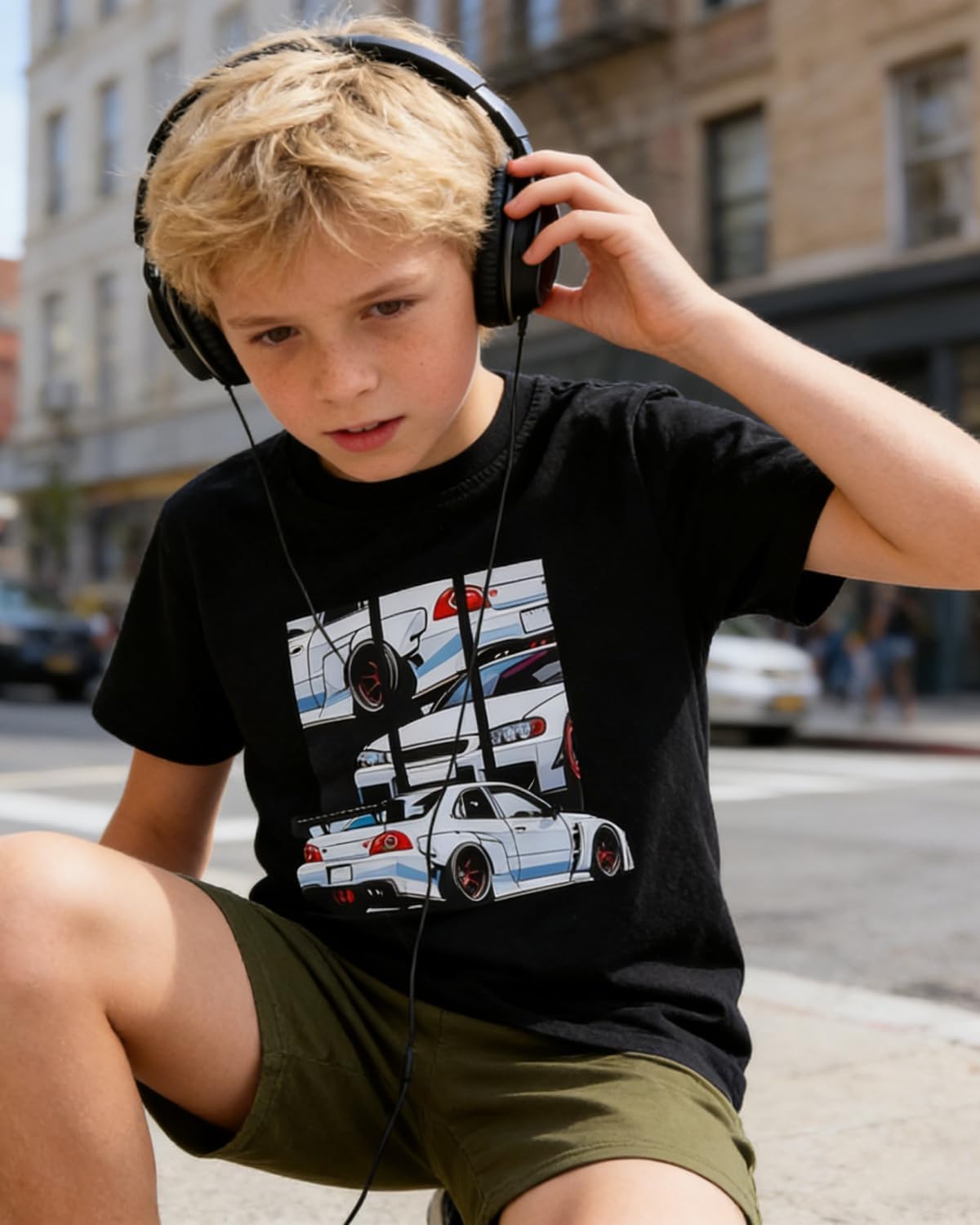 6-12Y Boys 2 Piece Outfits Short Sleeve Racing Car Pattern T Shirt and Shorts Summer Clothing Sets - Image 2