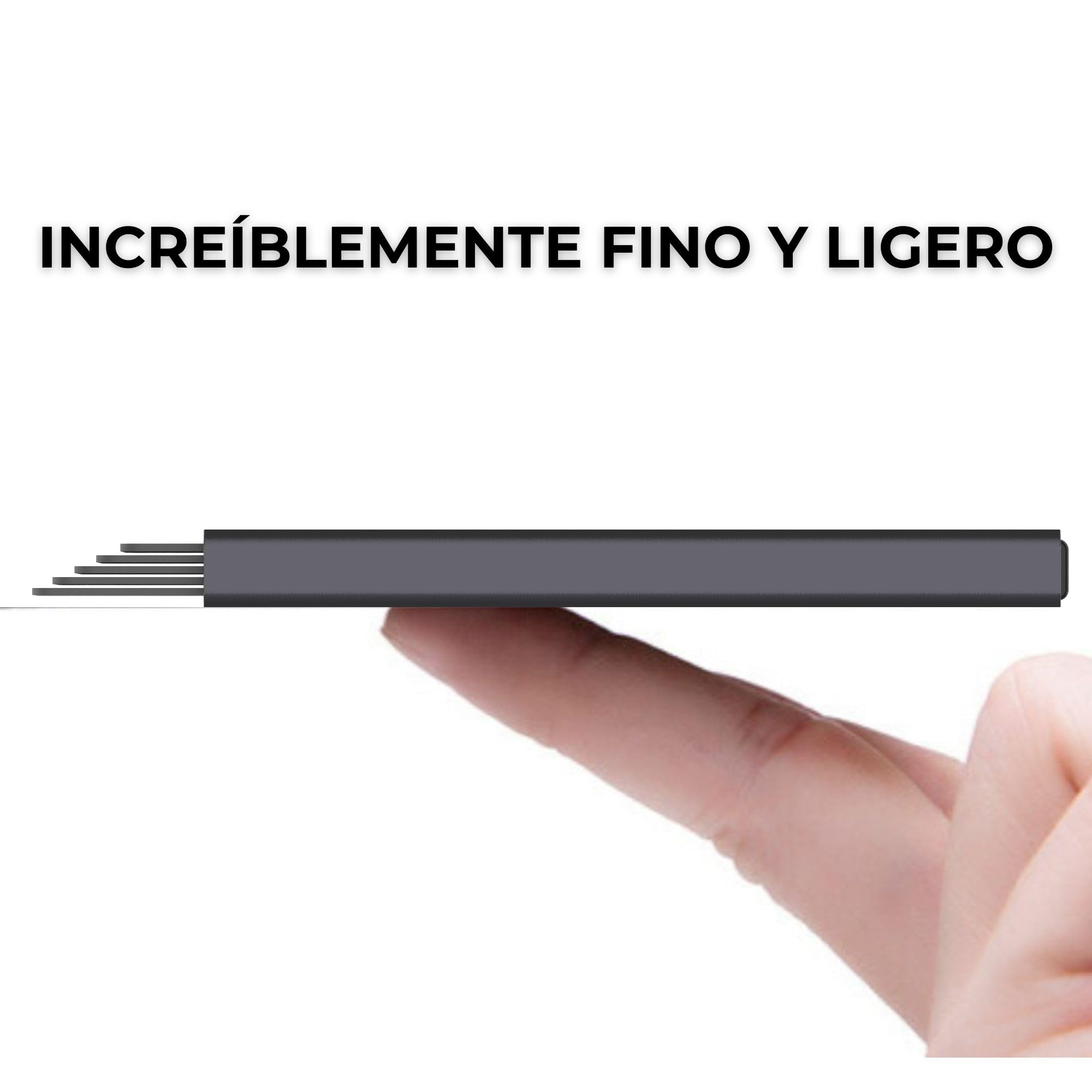 Porta Tarjetas Metal Protección RFID - Tarjetero Automático Aluminio Resistente Hombre Mujer Cartera Minimalista Negro