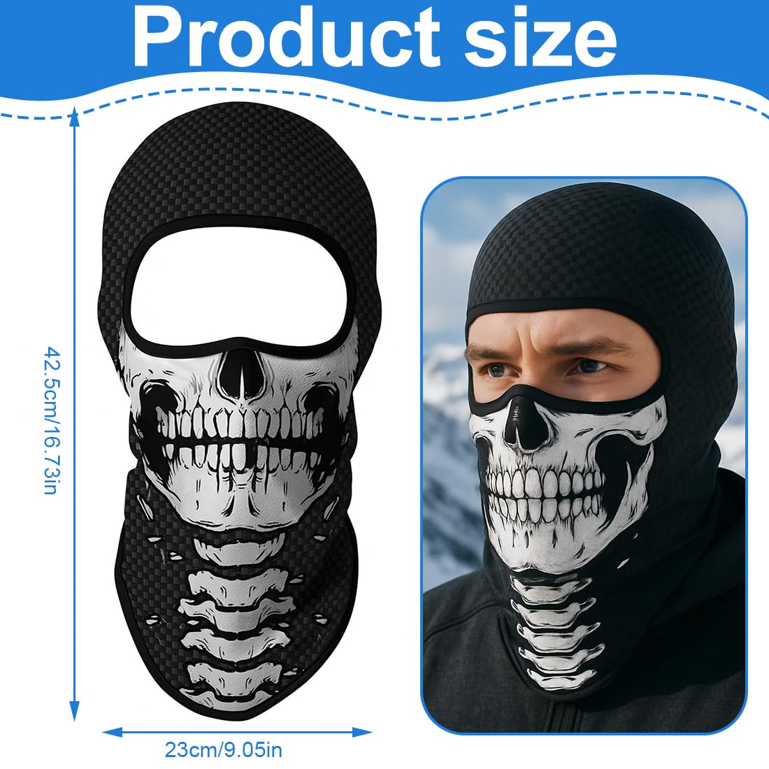 1 Pezzo Forma del Teschio Cappuccio di Protezione Solare, Divertente Maschera faccia da clown, protettore UV, Adatto Per Motociclismo,Uomini e Donne Unisex,Regali Uomo
