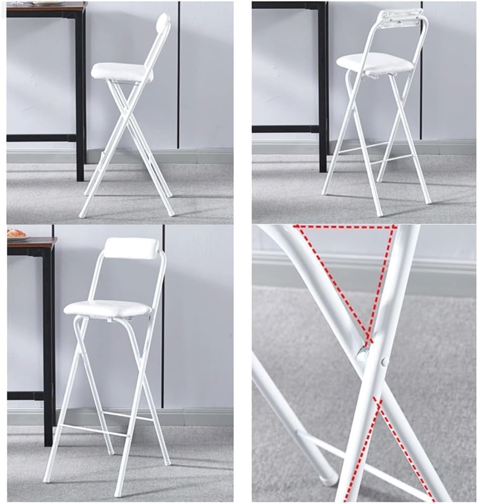 Portable Folding Chair with Backrest for Home Office Party White 100kg Capacity(28in/70cm)