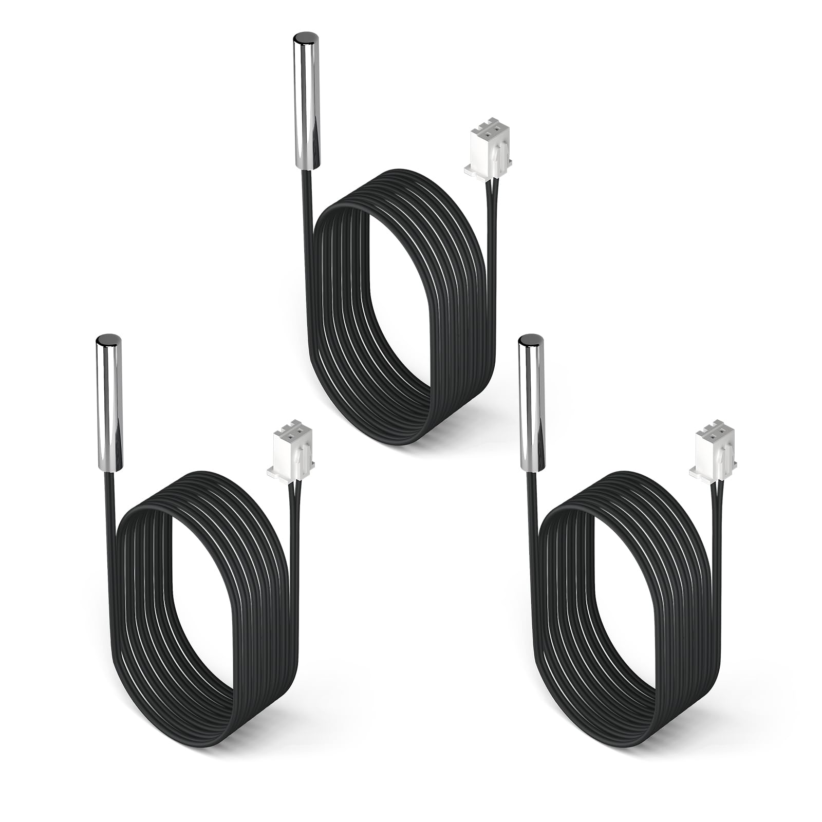 DROK 10K Temperature Sensor Probe 3pcs, 1 Meter Waterproof Temp Sensor Probe, St