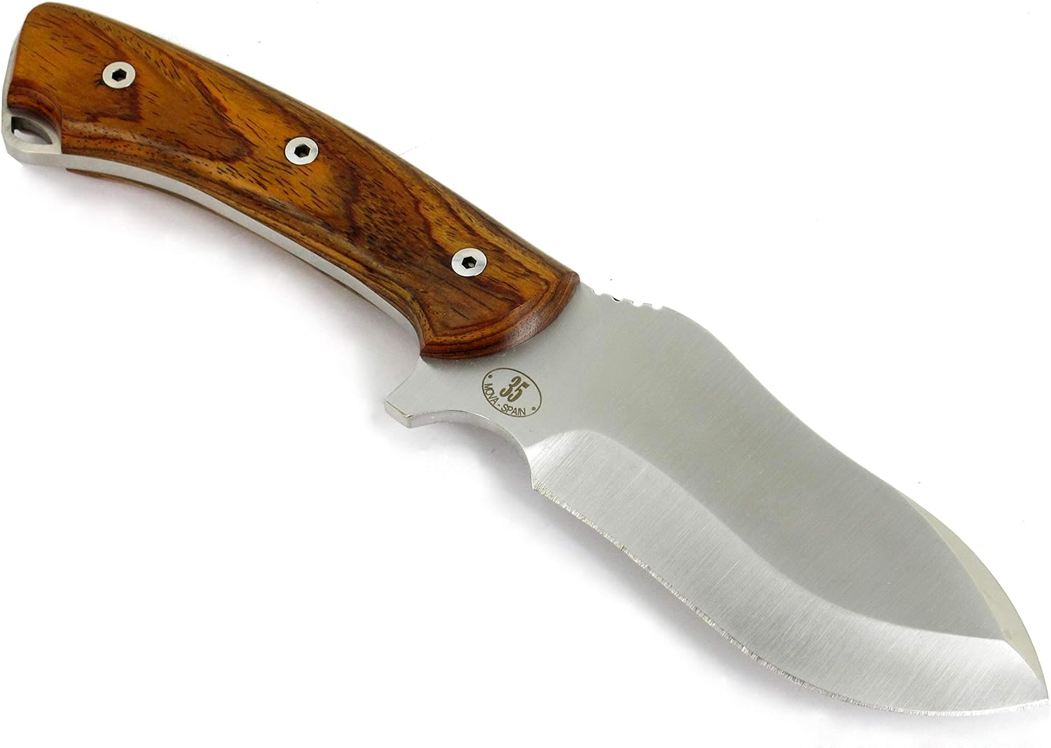 JEO-TEC Nº35 Outdoor Camping Gürtelmesser Jagdmesser Überlebensmesser Survival Bushcraft Messer - Stahl MOVA - Lederscheide Feuerstahl Messerschärfer - Single Edge