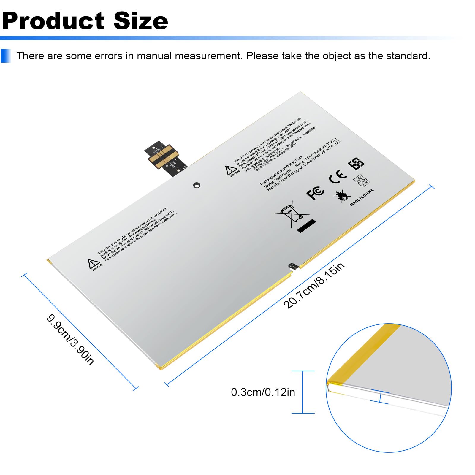 ASUNCELL 38.2wh 7.5v G3HTA027H DYNR01 Notebook Battery for Microsoft Surface Pro 4 1724 12.3 Inch Series
