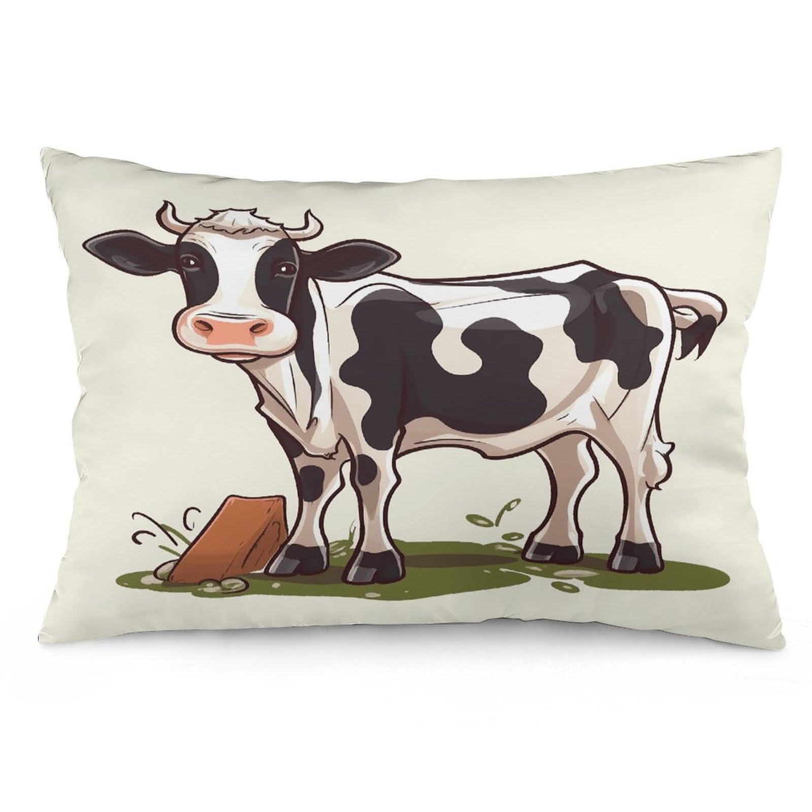 Dairy Cow Throw Pillow Cover Soft Lumbar Pillow Covers with Zipper Breathable Rectangular Cushion Case Polyester Pillow Case Decorative Body Pillow Cover for Couch Bed