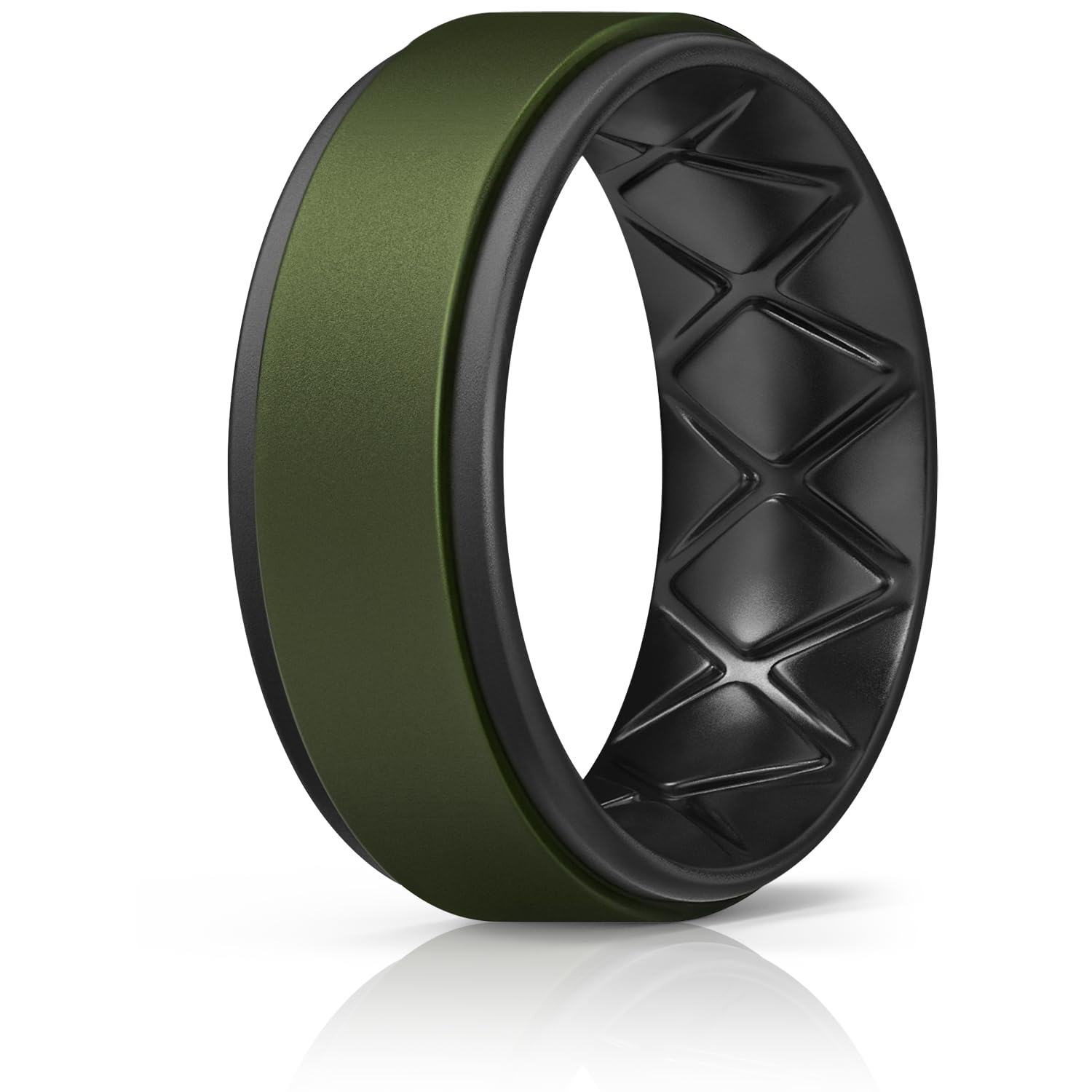 Egnaro Men's Wedding Rings 8mm Wide 2mm Thick Rubber Bands, Breathable and Flexible Step Edge Ring, Variety Multipack 1-7 For Gym Workout Travel Daily Wear