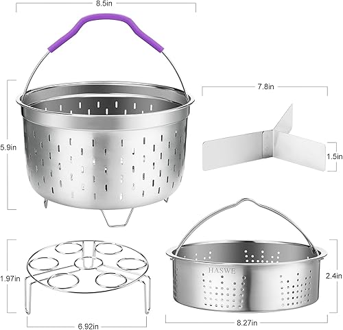 Miniatura 7 de Cesta de vapor para olla a presión instantánea, juego de accesorios compatible con InstaPot de 568 cuartos de galón, inserto de colador de acero