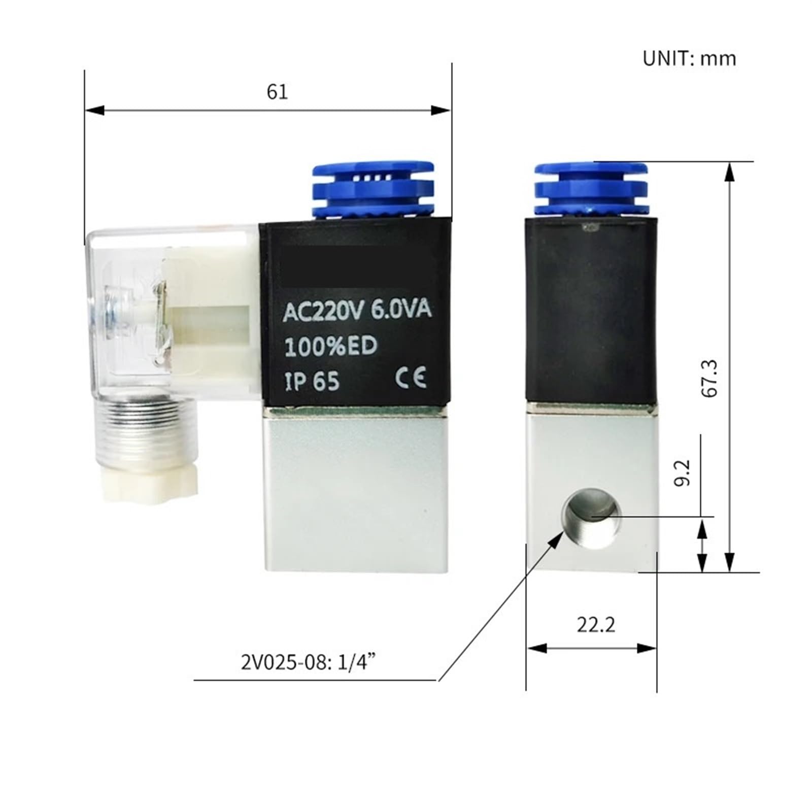 2V025-08 1/4" 2 pozycje 2 porty elektromagnetyczny zawór powietrzny 220V Zawór Neumatico pneumatyczny zawór sterujący pneumatyczny (4 mm złączki, AC24V)