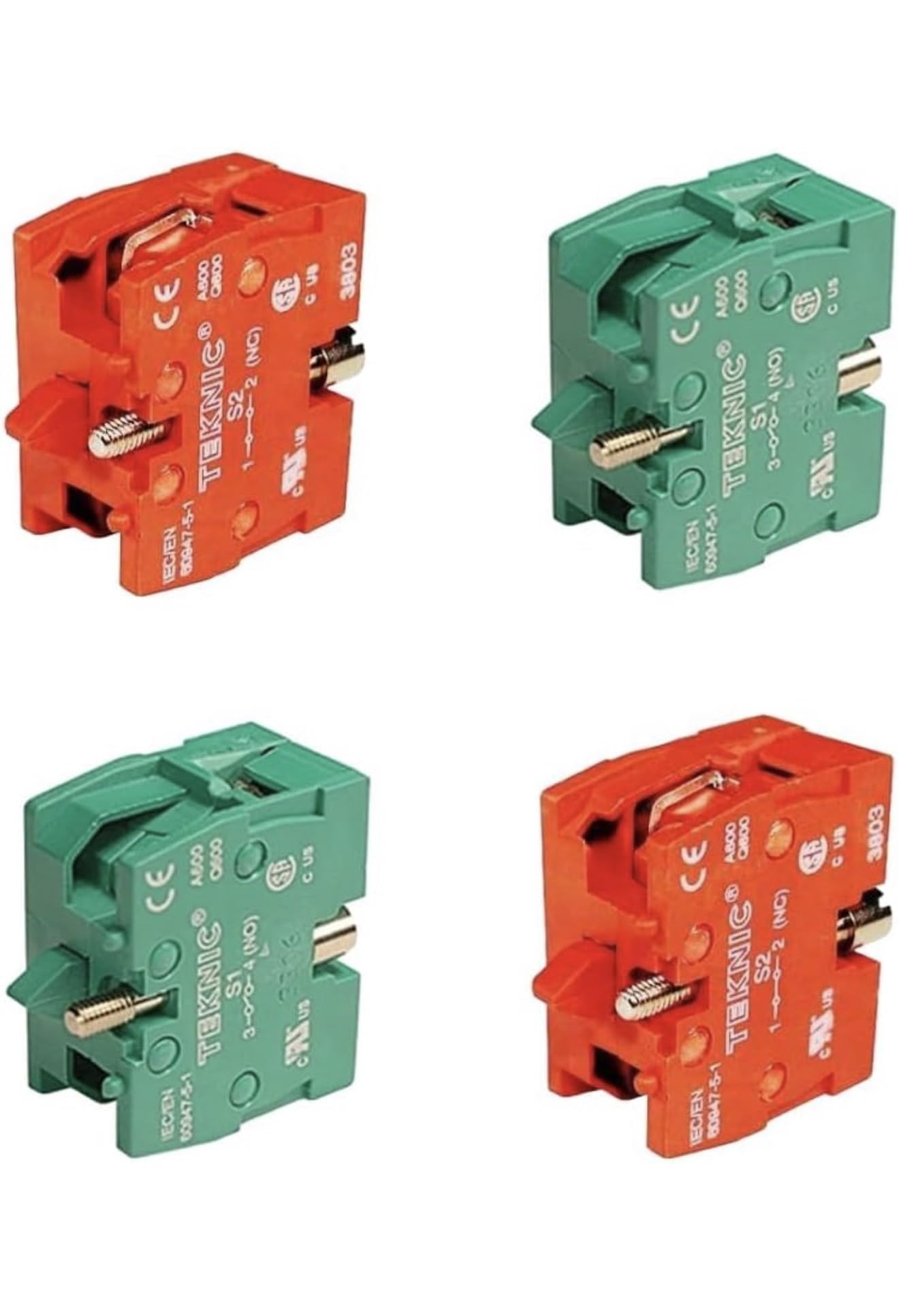 Switch Contact Block Set, Red and Green, for Panel Switches and Automation Controls, NC/NO Type-picture-24