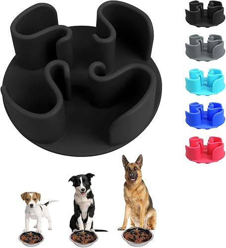 WINSEE Plato de comedero lento, cuenco de silicona suave para perros pequeños, medianos y grandes (negro, S)