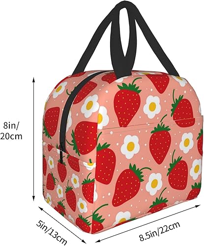 Miniatura 31 de Lonchera con aislamiento para mujer, bolsa térmica, contenedor reutilizable para el trabajo, oficina, viajes, picnic, diseño de margarita en rosa