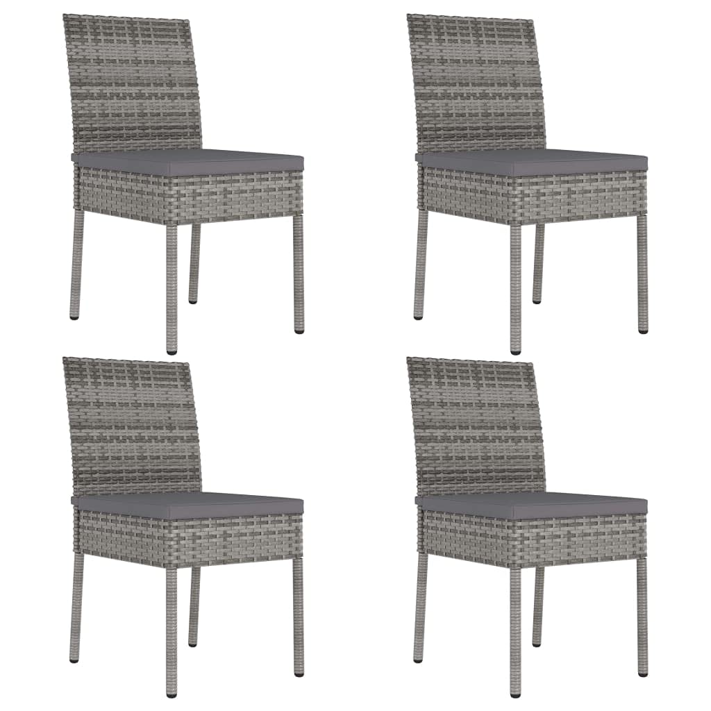 Mobili da giardino-Sedie da pranzo 4 pz Poly Rattan Grigio-Mobili