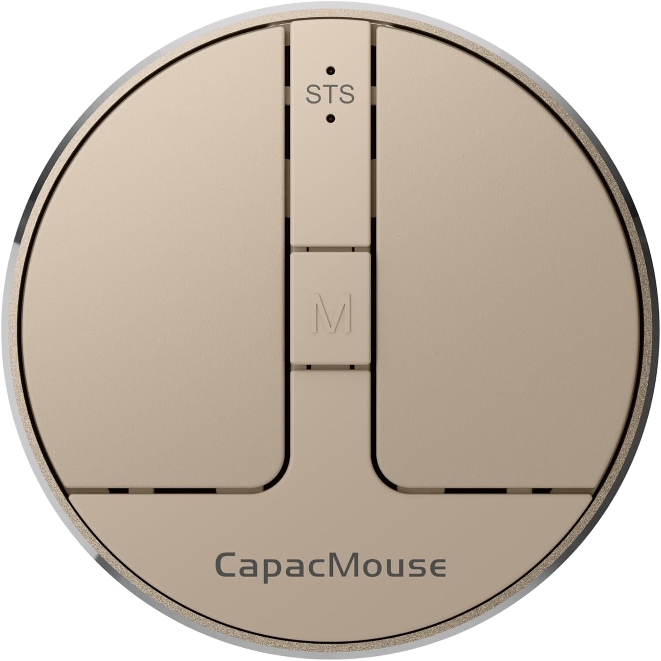 Sleek Mini Round Mouse with Pressure Sensing Scroll, Ultra-Portable Wireless Mouse with Triple Connectivity: Wired, 2.4G, and Bluetooth, Rubber Sleeve Included (Gold)