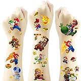 8 Sheets(194Pcs) Mario Temporary Tattoos Stickers, Mario Tattoo for Kids,Children's Temporary Tattoo