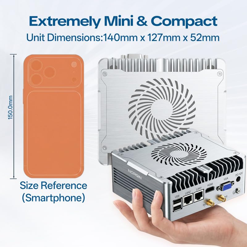Image of Industrial Mini PC, Core i5-1235U(10C /12T), 16GB RAM 1TB SSD