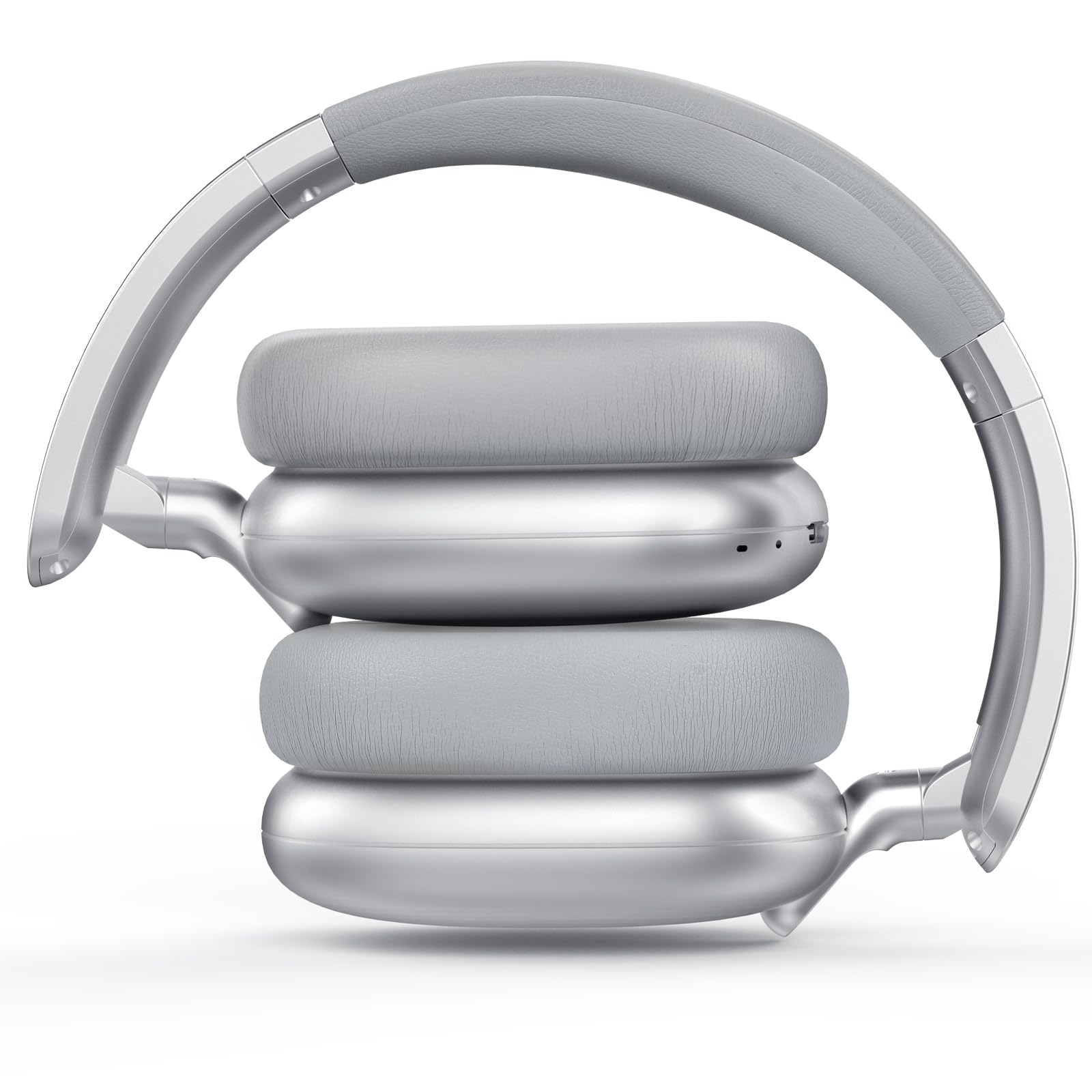 Casque Audio C6 à réduction Active du Bruit, Casque Bluetooth Supra-auriculaire sans Fil, Design Pliable léger, Oreillettes Confortables avec Basses Profondes, avec Micro Argent