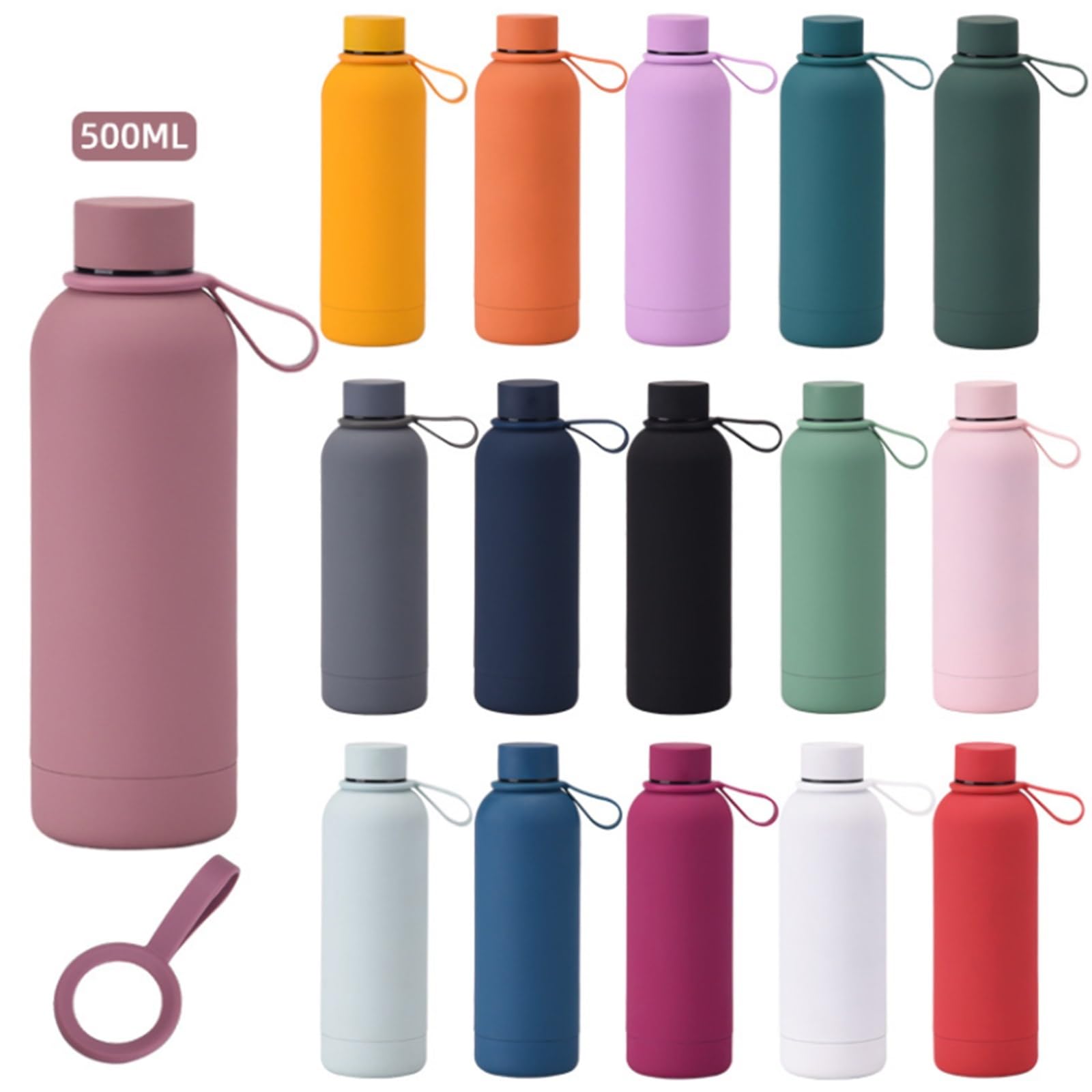 Trinkflasche Wasserflasche Edelstahl-Thermosbecher Mit Kleinem Mund, Tragbarer Griff, Outdoor-Sport-Wasserflasche Trinkflasche Fitness(Grün)