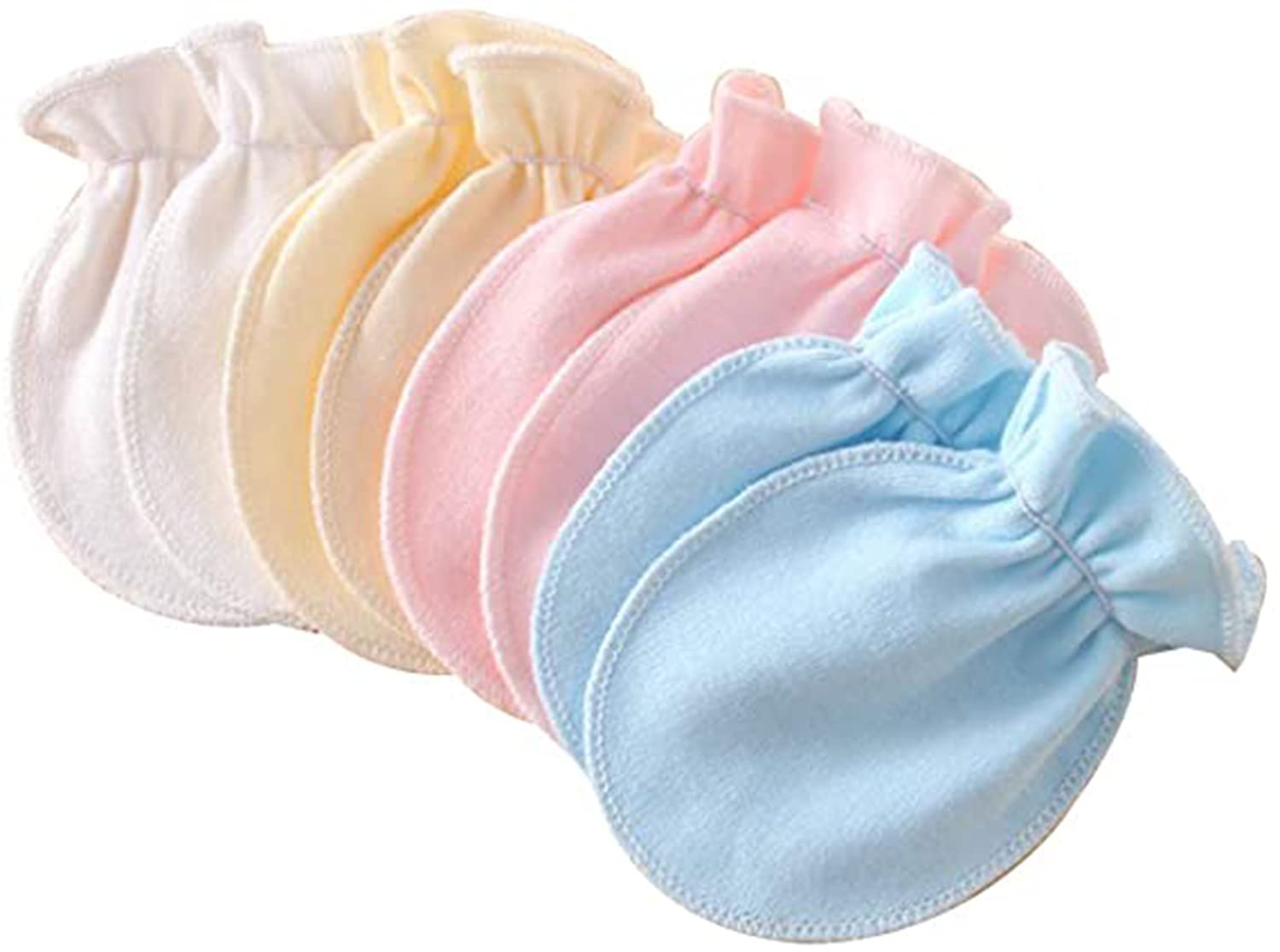KASTWAVE 4 Pairs Baby Glove Anti-grasping Gloves Newborn Protection Face Cotton Anti Scratching Gloves Pleated Style Stretchy Soft and Fashionable Baby Boys Girls 0-6 Months (Random Color)