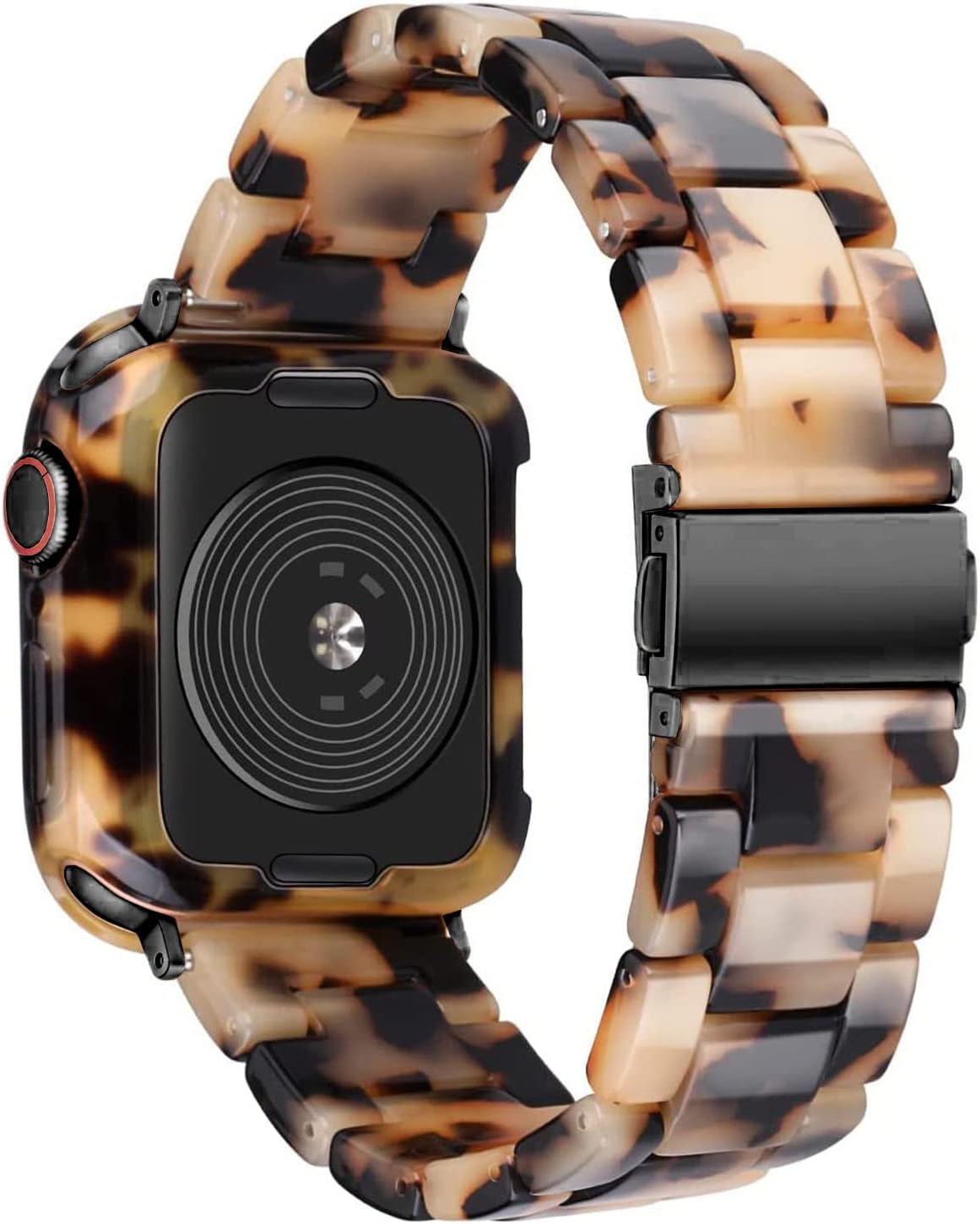 Omter Band with Case Compatible with Apple Watch 49mm 46mm 45mm 44mm 42mm 41mm 40mm 38mm,Women Men Fashion Resin Strap Bumper for iWatch Ultra 2/1 Series 10/9/8/7/SE/6/5/4,Series 3/2/1 - Image 2