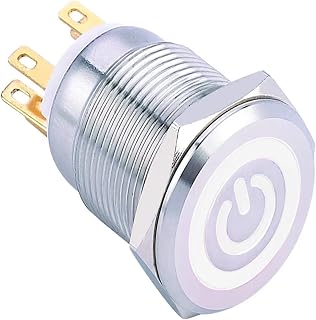 1 interruptor pulsador de 19 mm, color blanco, 6 V-220 V(MOMENTARY_6V)