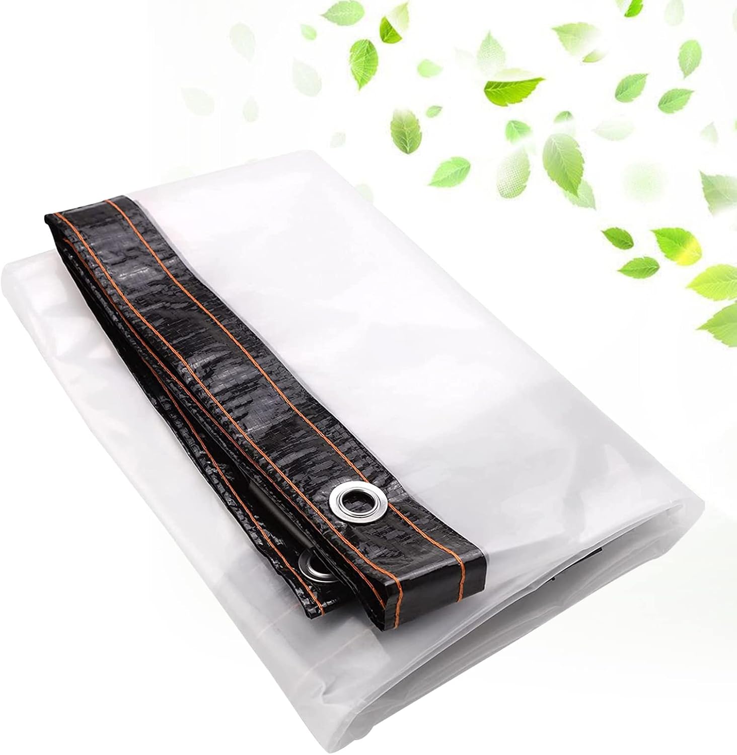Clear Tarpaulin Waterproof Tarp Transparent Tarpaulin Sheet Ground Sheet with Grommets and 3 m Elastic Ropes for Covering Garden Plant Camping