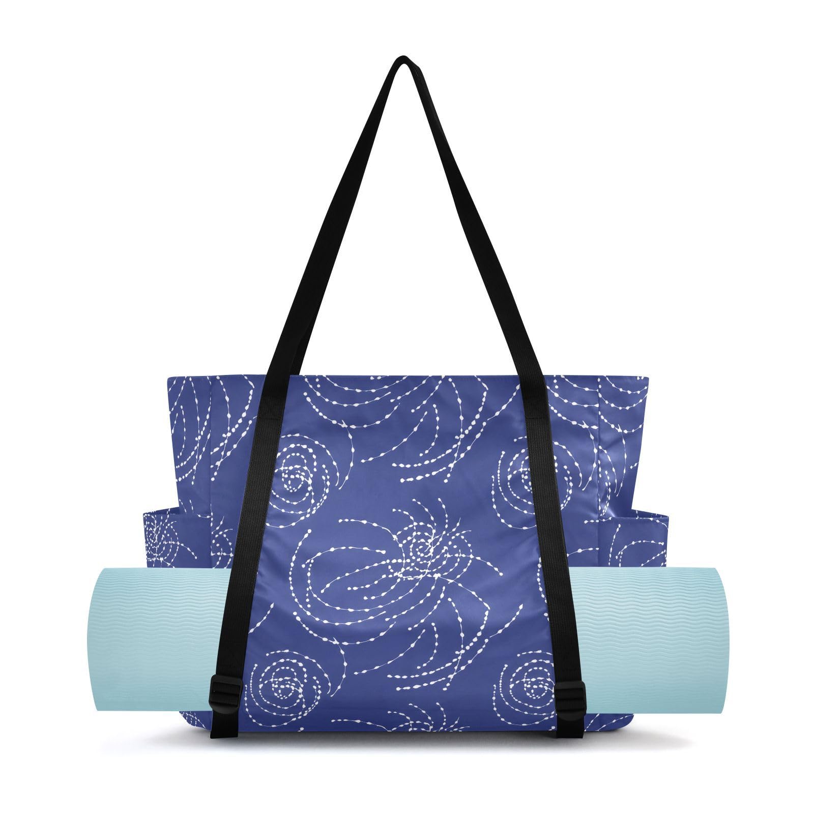 Lxqimora Cherry Blossoms Gorgeous Blue Yoga Mat Bag for Women Water-Resistant Gym Bag with Yoga Mat Holder Tote Bag for Pilates Gym Yoga Travel
