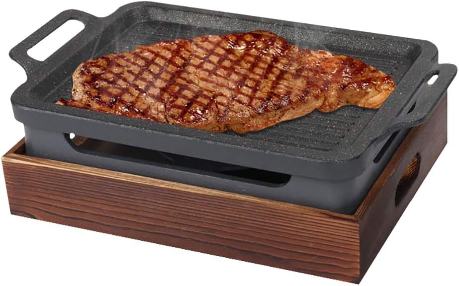 BBQ Barbeque Barbecue Grill,100% Maifan Stone Anti-Stick Coating,Aluminum Alloy Heat Conduction Fast,Indoor and Outdoor,5 Size (Size : 41cm28.5cm)