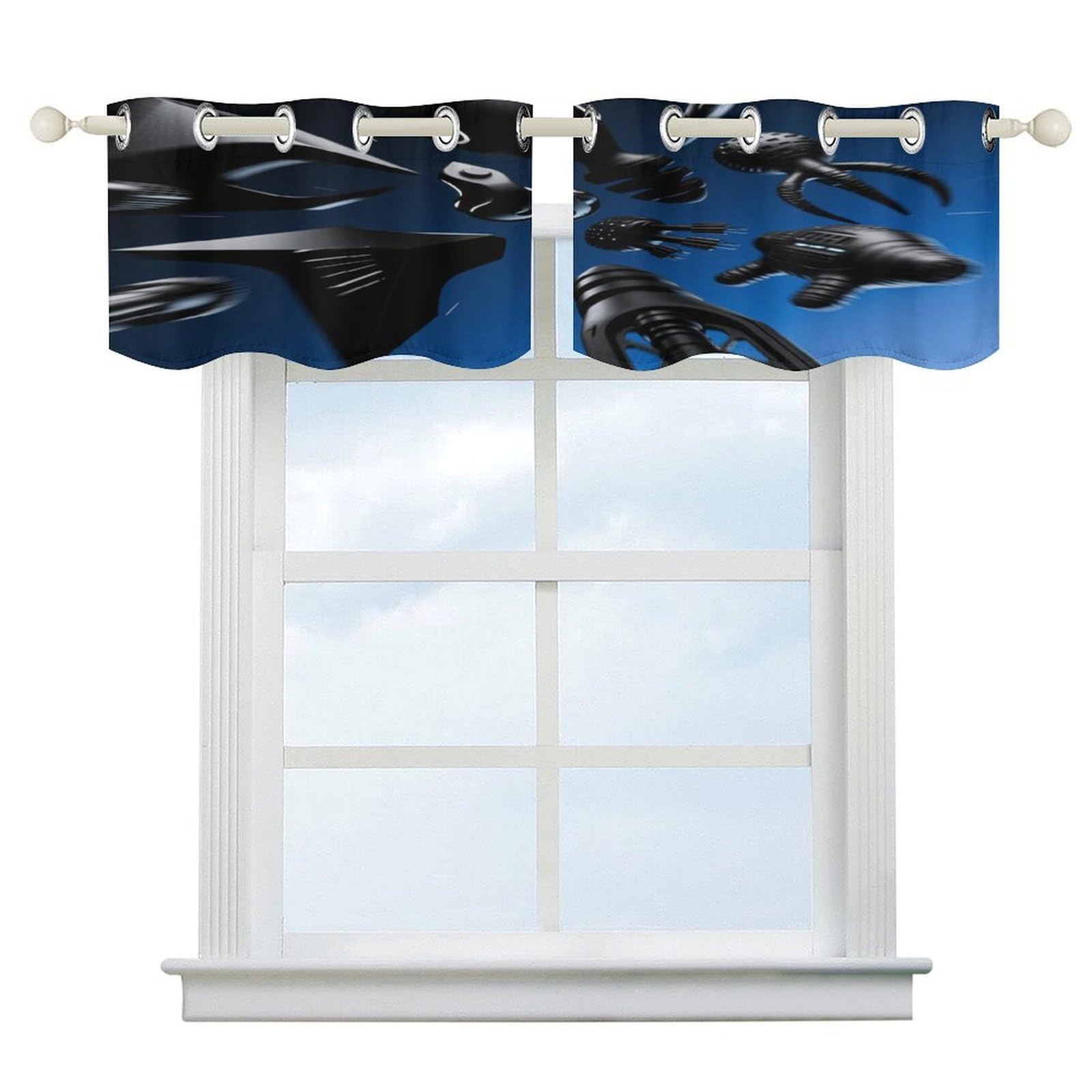 Fekiloot Style Geometry Short Curtains Valance Curtain
