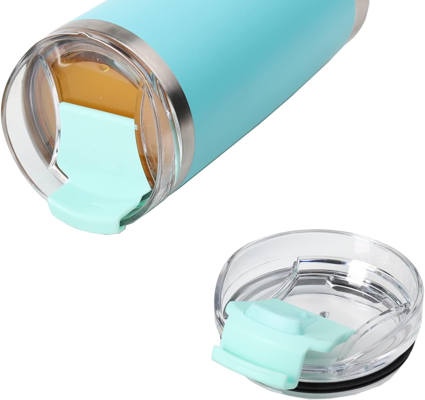 dscvr 2 Pcs Tumbler Replacement Lid Spill Proof, Shatter Resistant, Perfect Fit Lids Compatible with YETI Rambler, Ozark Trails,Fits Inside Diameter of 3.2 inch Tumbler (20 oz., Teal) - Image 7