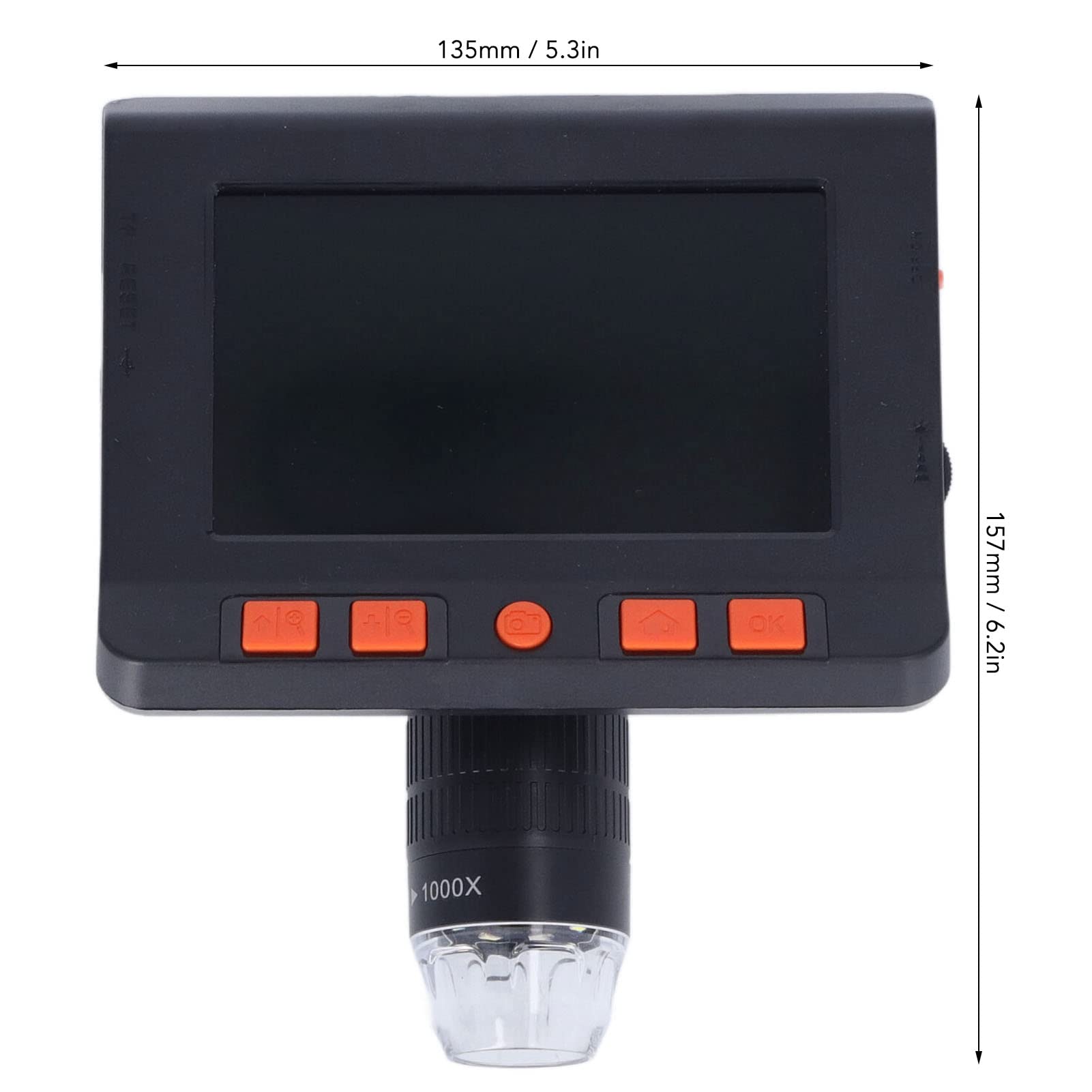 Microscopio Digital Electrónico 1000x, Pantalla de 4,3 Pulgadas con 8 Luces LED para Visualización de Gran Aumento, Herramienta para Estudiantes de Ciencias ABS/Metal