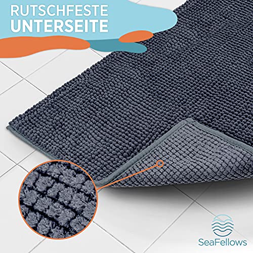 SeaFellows Badezimmerteppich rutschfest - 80x50cm - WICHTIG: Oeko-TEX 100 Zertifiziert I Badvorleger modern in Grau I… – Bild 5
