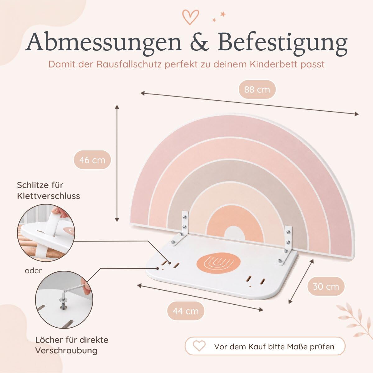 Rausfallschutz Bett aus Holz in süßem Design für Kinder - Bettgitter Rausfallschutz Ruby fürs Kinderzimmer, Bettschutzgitter Kinderbett, Hausbett bis 200cm geeignet, schön, stabil + sicher