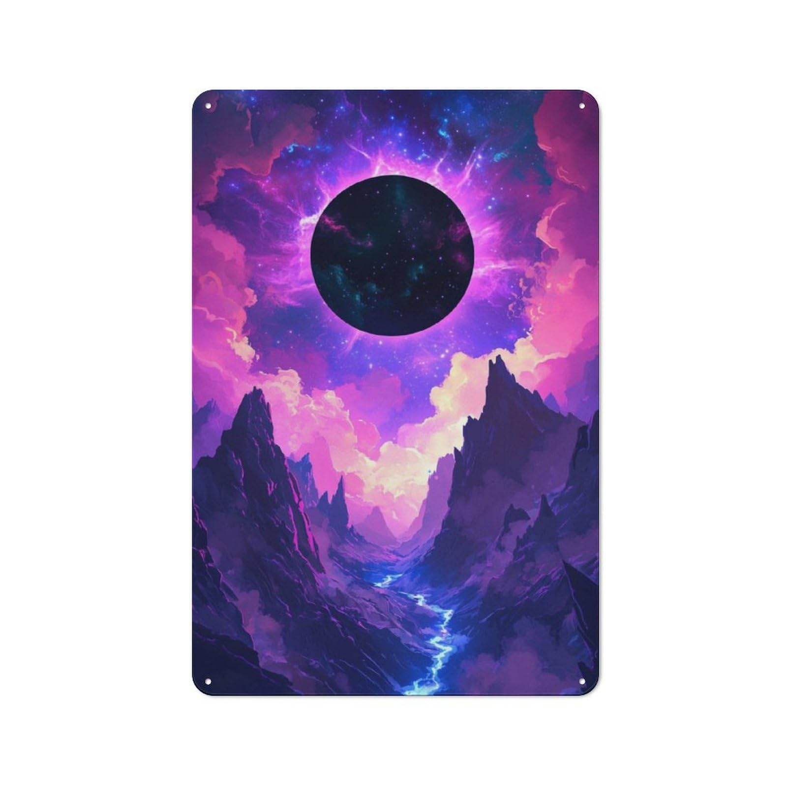Junmoney Cosmic Mountain Landscape Vintage Metal Sign 30X20cm For Workshop Wall, With Clear Vintage Wall Decor Character
