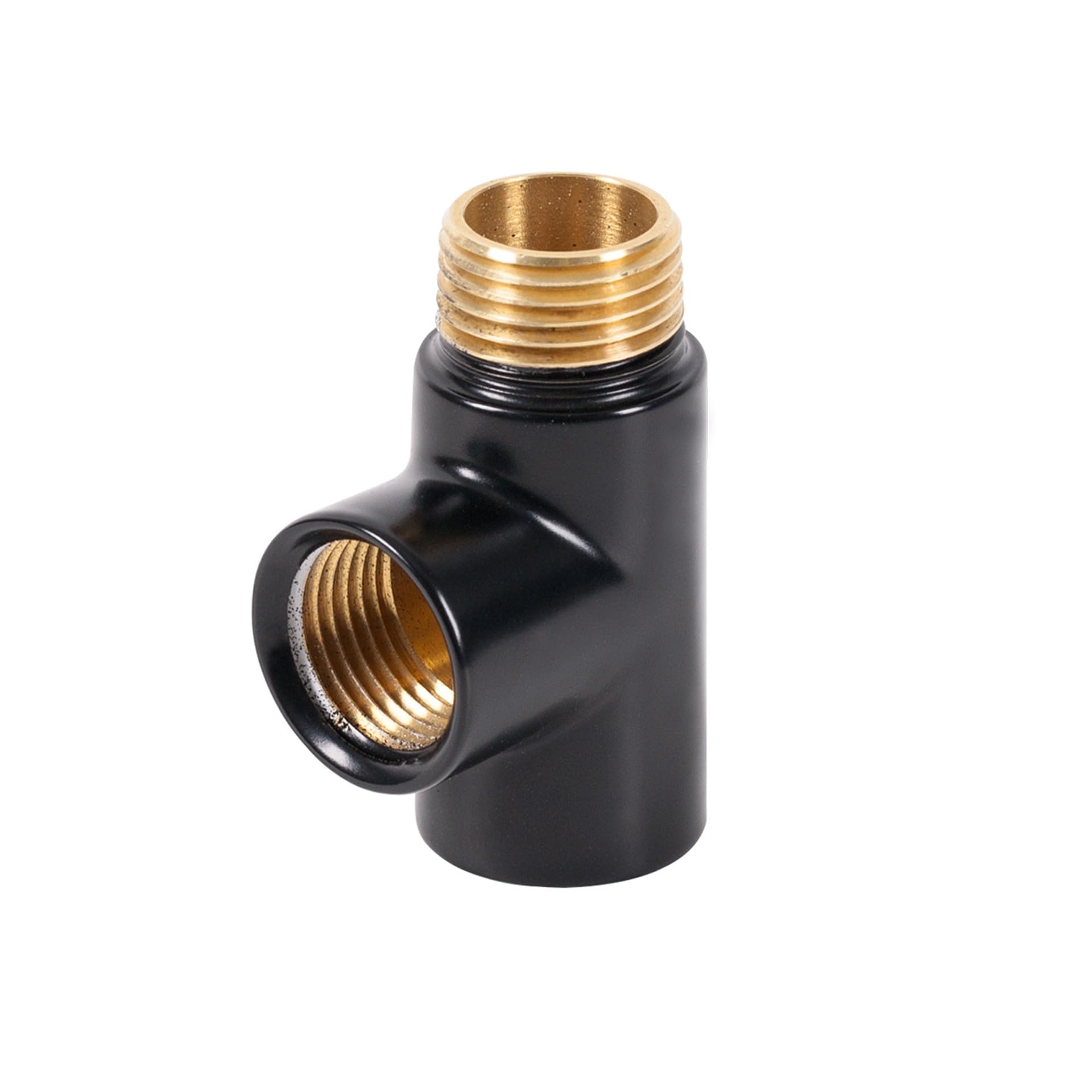 Myhomeware Black T-Piece For Towel Rails - Heating Element Connector For Dual Fuel Radiators (Black)