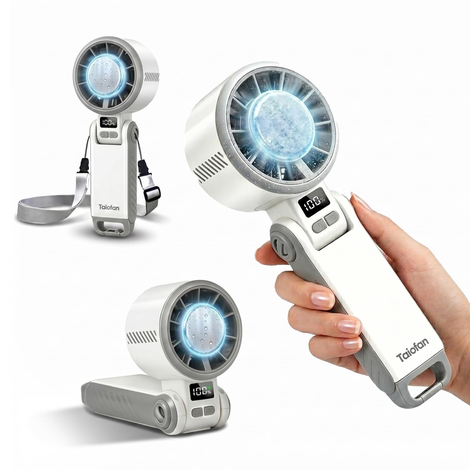 portable handheld fan with semiconductor ice cooling, [instant ice relief], 4000mah rechargeable mini personal fan, 5 speeds, quiet usb travel fan for outdoor, commuting, summer heat